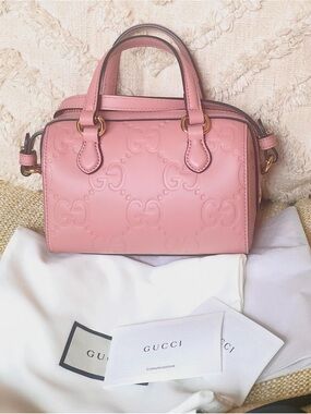 Gucci Pink Mini Giant GG Leather Top-Handle Bag